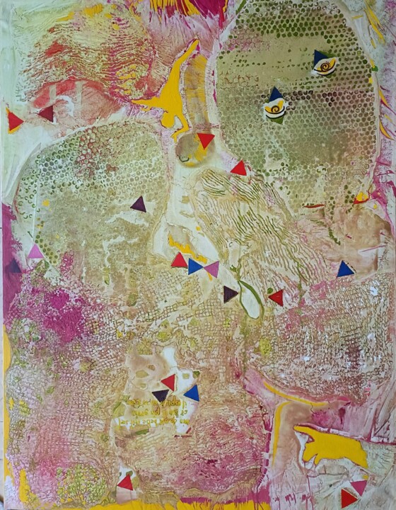 Painting titled "Mine de rien, Bébé…" by Géqi, Original Artwork, Acrylic