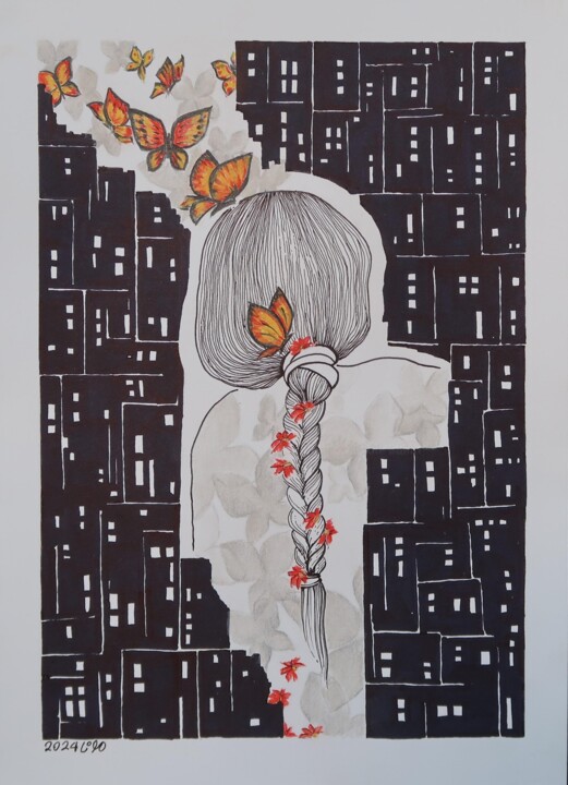 Painting titled "To Remember of the…" by Mona Erfanian Salim, Original Artwork, Ink
