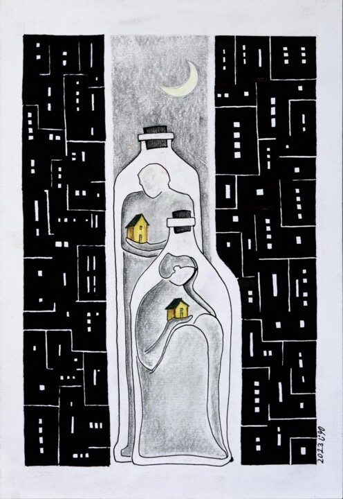 Painting titled "For Feeling Peace" by Mona Erfanian Salim, Original Artwork, Ink