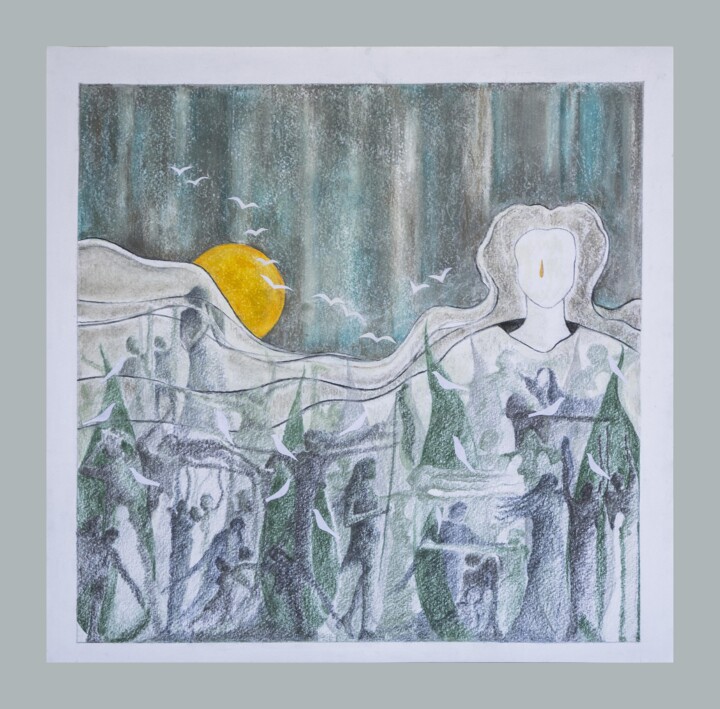 Painting titled "MRS IRAN" by Mona Erfanian Salim, Original Artwork, Ink