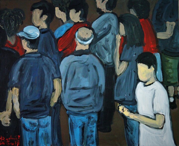 Painting titled "people 2" by Raphael Le Goff, Original Artwork, Acrylic Mounted on Wood Stretcher frame