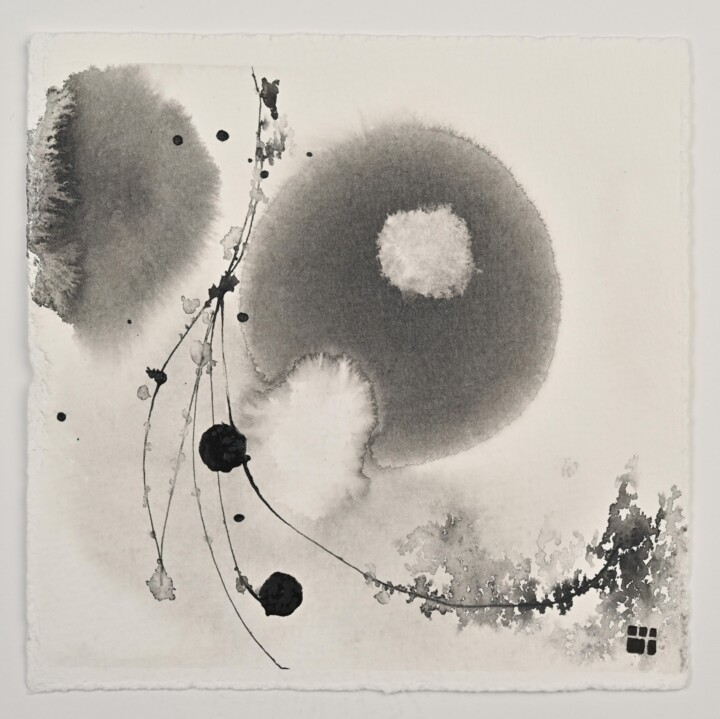 Painting titled "Univers b - Eriko M…" by Eriko Matsuda, Original Artwork, Ink