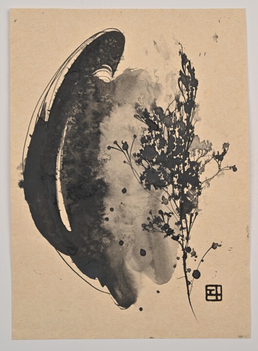 Painting titled "La nuit blanche - E…" by Eriko Matsuda, Original Artwork, Ink