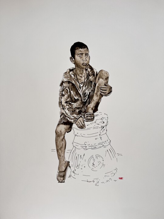 Le petit penseur Drawing, 16.5x11.7 in