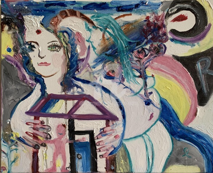 Painting titled "Trinité " by Lumina Wang, Original Artwork, Oil