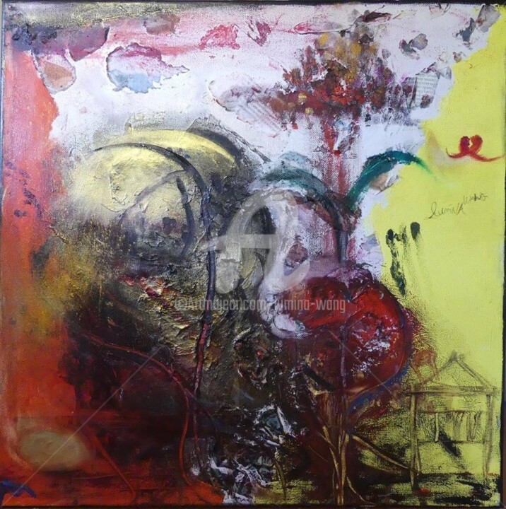 Painting titled "Carnaval" by Lumina Wang, Original Artwork, Oil Mounted on Wood Stretcher frame