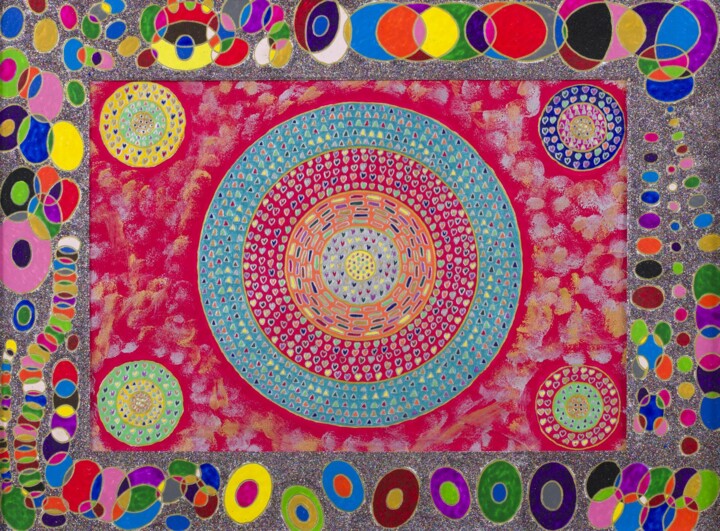 Painting titled "coeur de bulles " by Vincent Schurck, Original Artwork, Acrylic