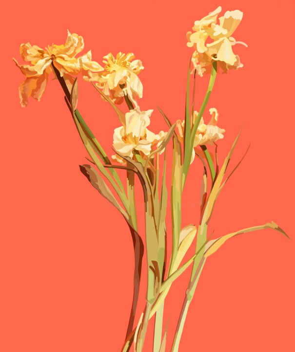 Tulipes fanées Drawing, 31.5x26.4 in