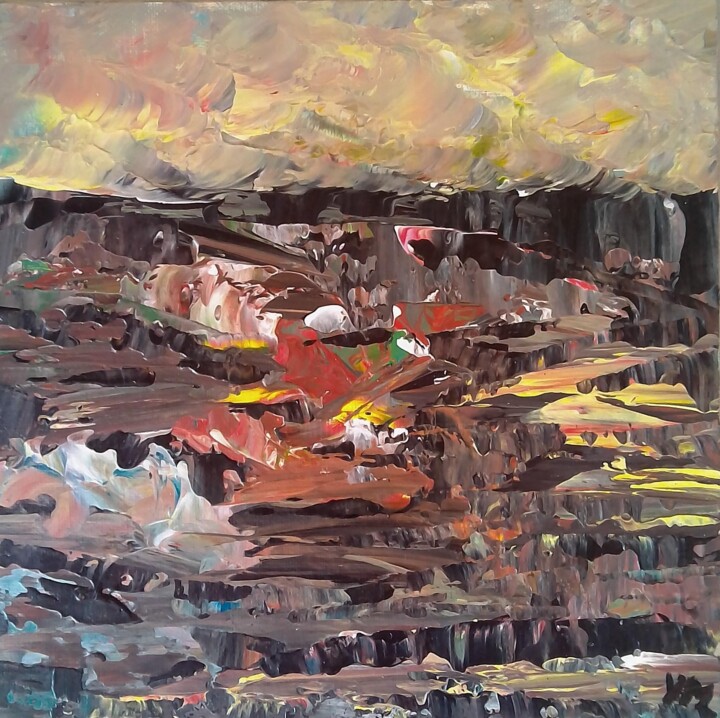 Painting titled "FLAMMES" by Yammes, Original Artwork, Acrylic