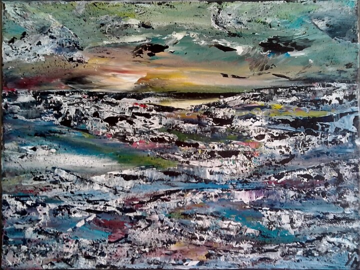 Painting titled "LE CIEL VOILE" by Yammes, Original Artwork, Acrylic
