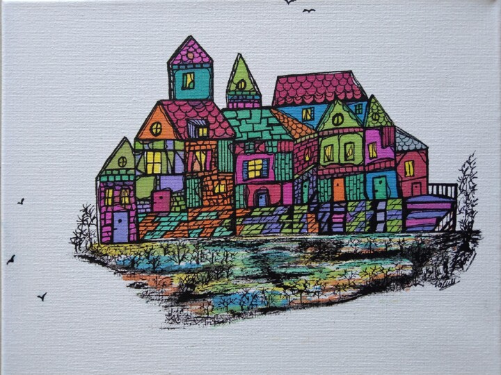 VILLAGE Картина, 9,5x11,8 in
