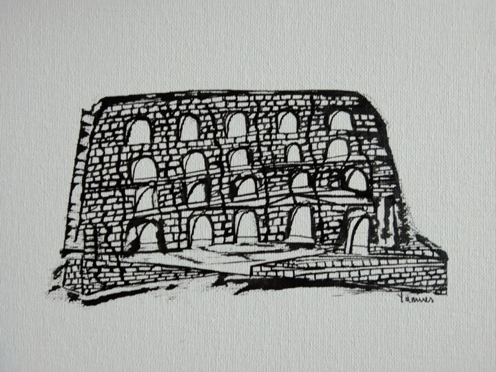 Dessin intitulée "AQUEDUC" par Yammes, Œuvre d'art originale, Encre