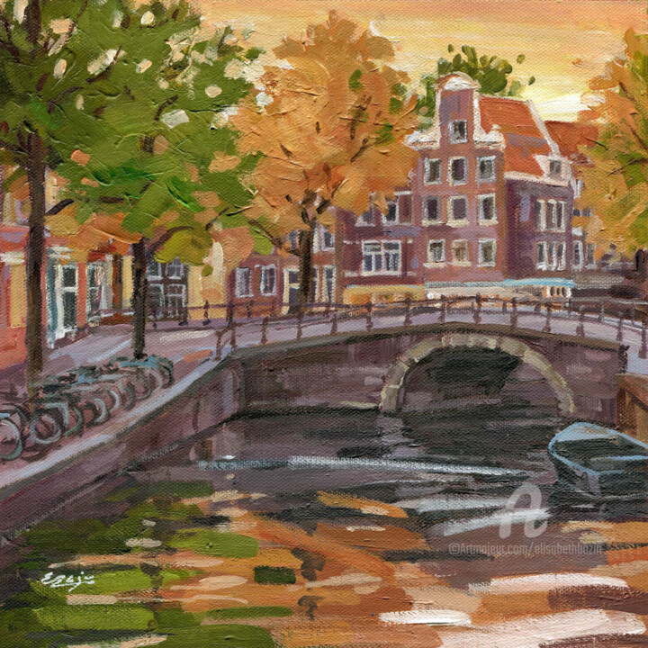 绘画 标题为“Automne à Amsterdam” 由Elisabeth Bazin, 原创艺术品, 丙烯