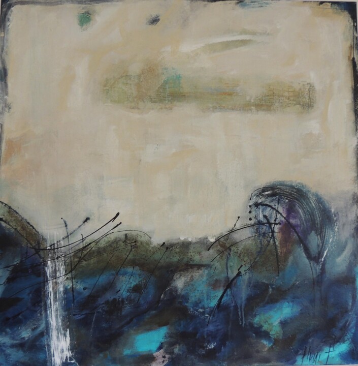 Painting titled "BLUE WAVES" by Eleni Pappa Tsantilis, Original Artwork, Acrylic