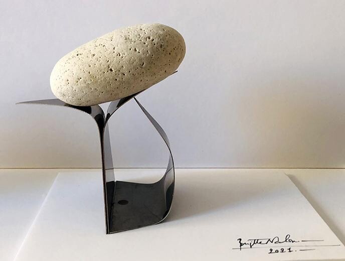 Sculpture titled "TOGETHER 31A" by Brigitte Nahon, Original Artwork, Stone