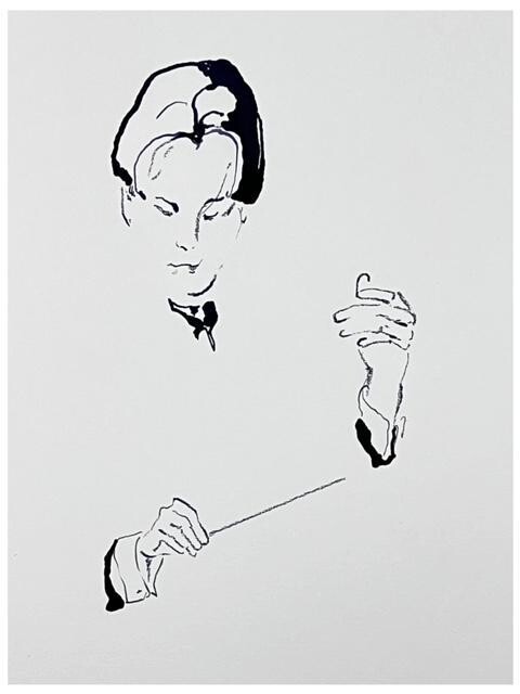 Drawing titled "The Conductor 1" by Franck Sadock, Original Artwork, Ink