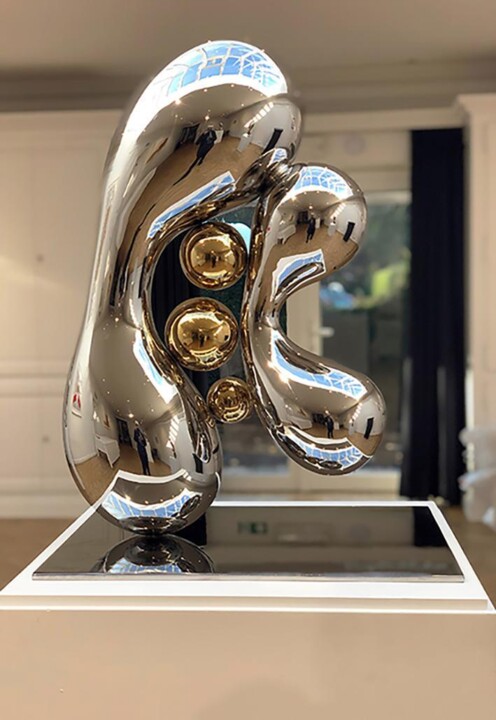 Sculpture titled "Gleaming Freedom 3,…" by Brigitte Nahon, Original Artwork, Stainless Steel