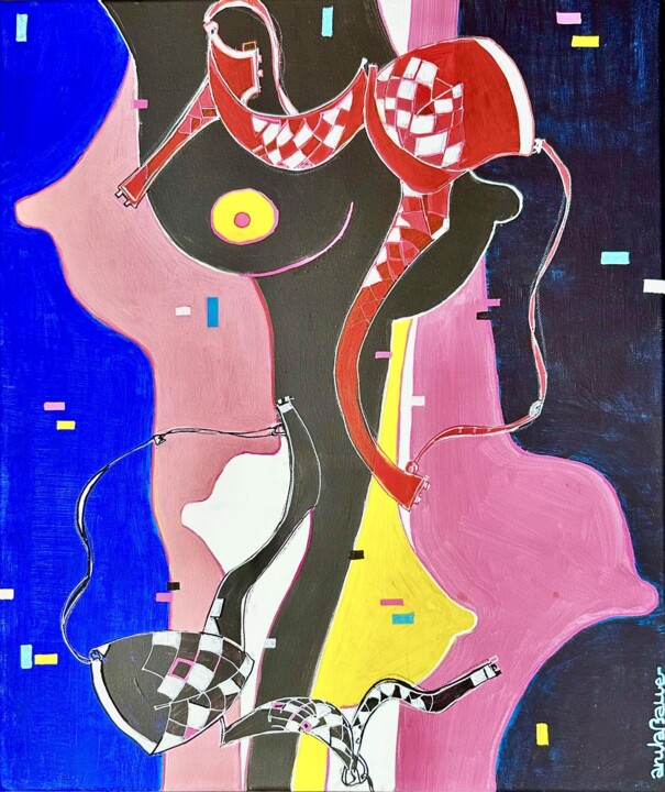Peinture intitulée "Féminité" par Anita Bauer, Œuvre d'art originale, Acrylique