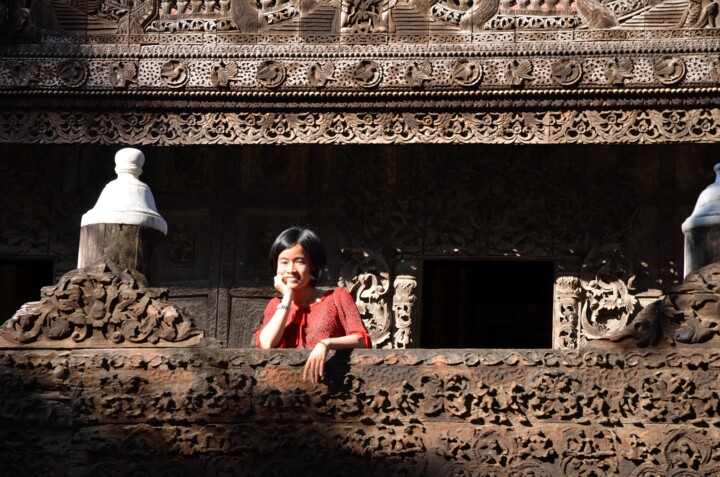 Birmanie - monastère de Shwenandaw, Mandalay Fotoğraf, 0,4x0,4 in