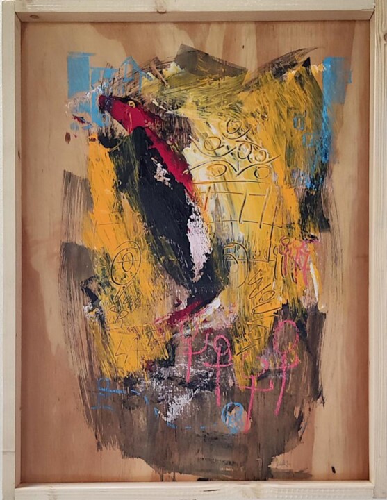 Painting titled "Wou-lot N°02" by Luc Gama (Luk...), Original Artwork, Acrylic Mounted on Wood Panel