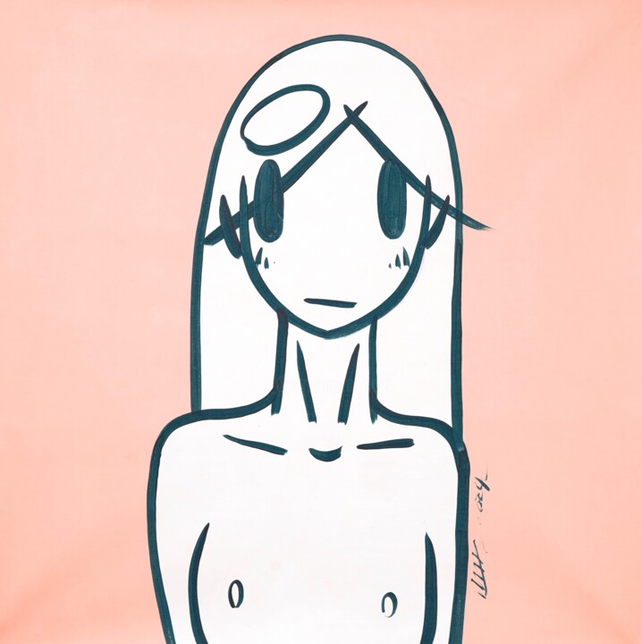 Painting titled "Blanco Venus Peach" by Takeru Amano, Original Artwork, Acrylic