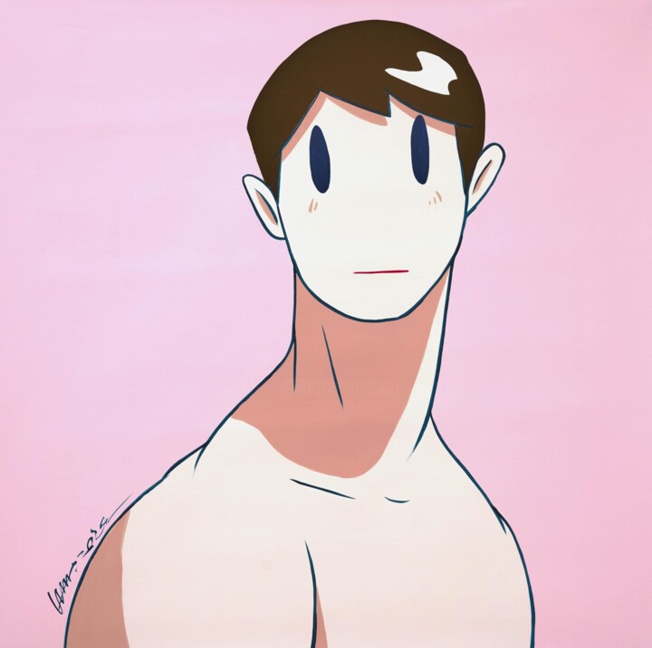 Painting titled "Pink Hermes " by Takeru Amano, Original Artwork, Acrylic