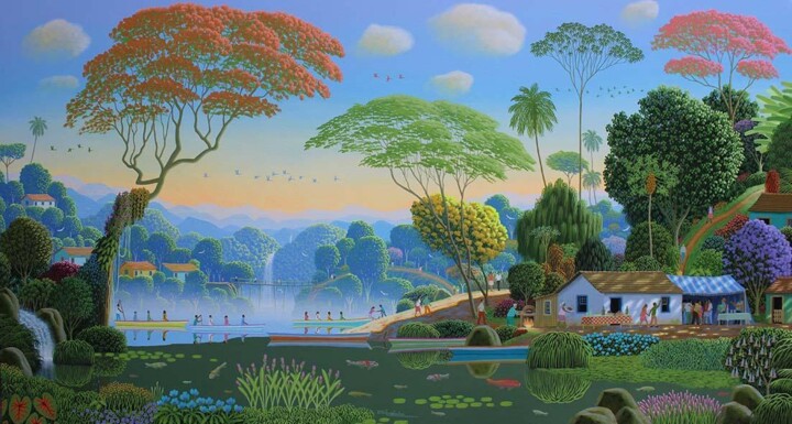 Festa com arrasta-pé - La fête où l on va danser Pintura, 31,5x59,1 in