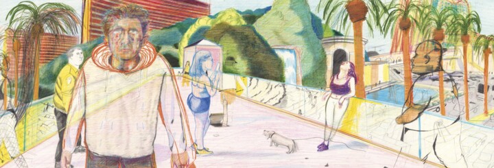Zeichnungen mit dem Titel "Wynn and Encore Cas…" von Yann Kebbi, Original-Kunstwerk, Bleistift