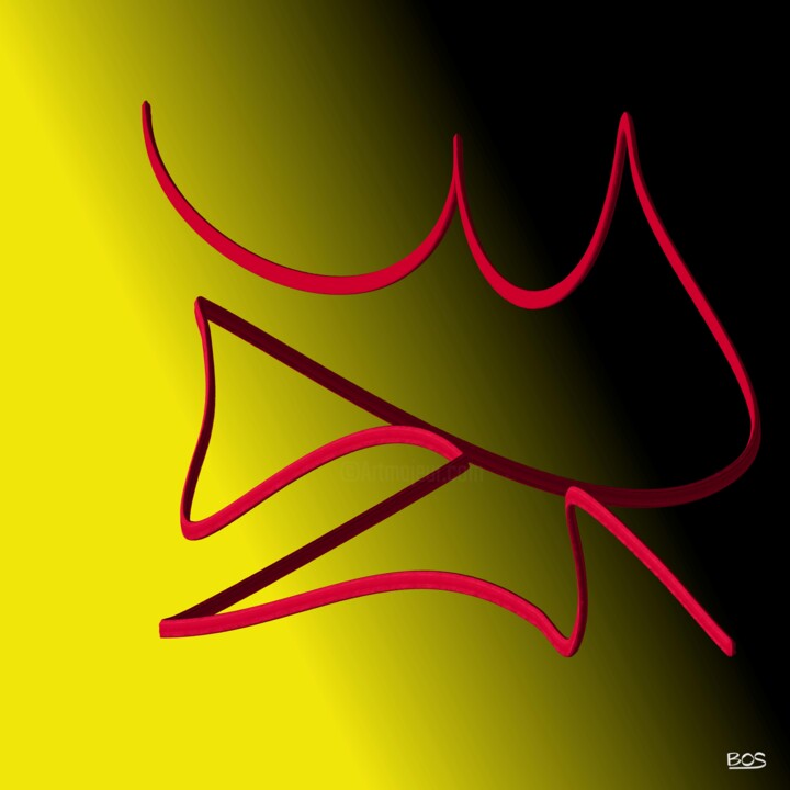 Drawing titled "Yellow et Black ave…" by Olivier Bosquillon Alias Bos, Original Artwork, Paper