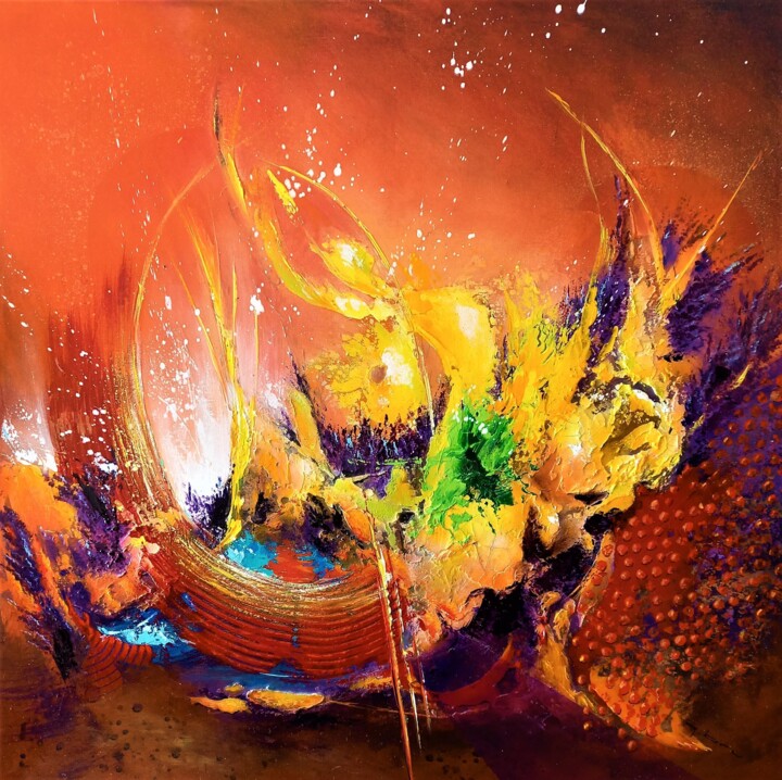 Painting titled "GENESIS " by Patrice Bru, Original Artwork, Acrylic