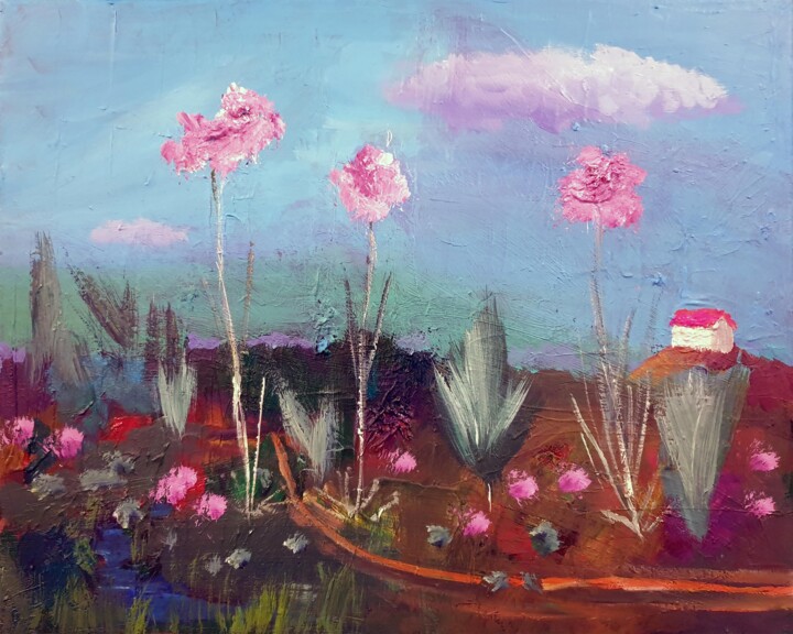 Ζωγραφική με τίτλο "Trois fleurs des ch…" από Philippe Abril, Αυθεντικά έργα τέχνης, Ακρυλικό