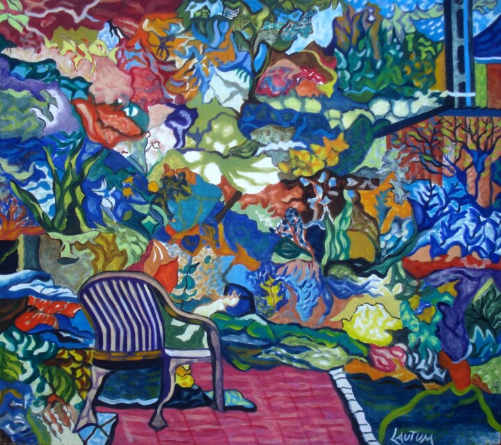 Textile Art titled "La chaise en contem…" by Lautum, Original Artwork, Textile fiber