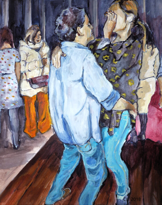 Drawing titled "Fête 8" by Carole Leprince, Original Artwork, Acrylic