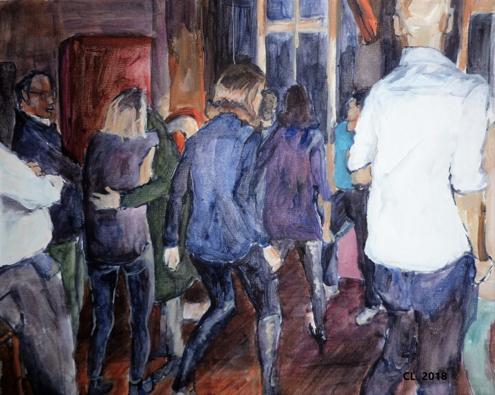 Drawing titled "Fête 5" by Carole Leprince, Original Artwork, Acrylic