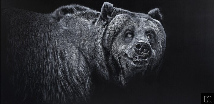 Painting titled "Grizzly  - Emmanuel…" by Emmanuel Cerda, Original Artwork, Acrylic