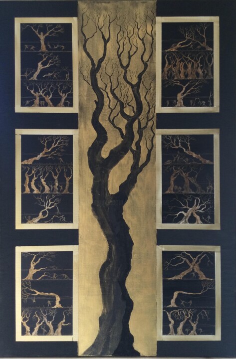 Painting titled "Le chêne noir " by Roland Bousquet, Original Artwork, Acrylic