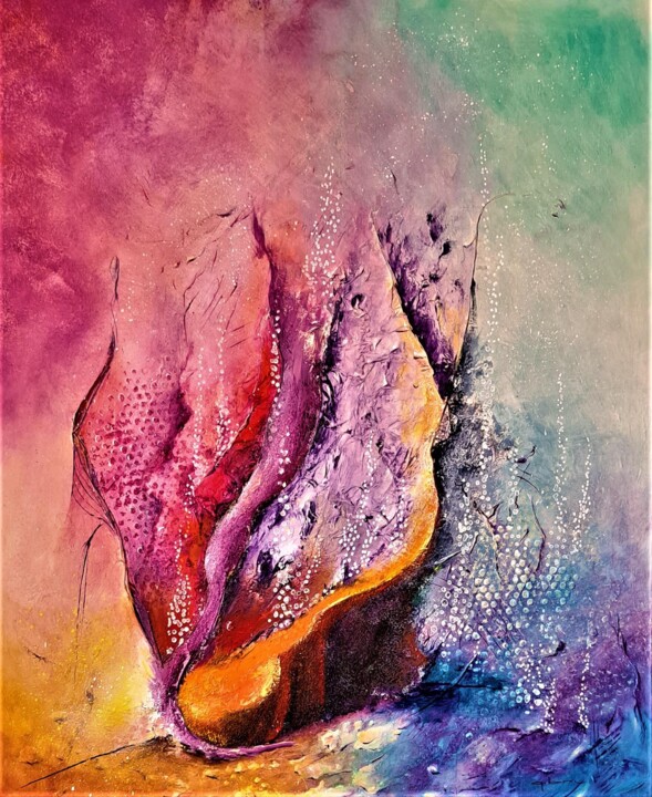Painting titled "RECITAL AQUATIQUE" by Patrice Bru, Original Artwork, Acrylic Mounted on Wood Stretcher frame