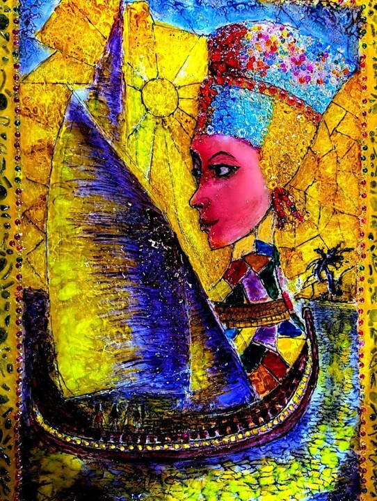 Painting titled "Nefertiti1" by Danart, Original Artwork, Resin