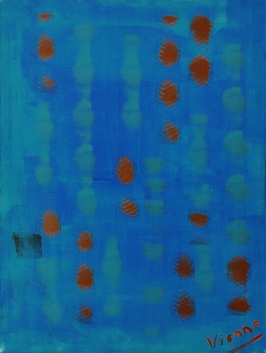 Painting titled "Modernité en bleu" by Vionne, Original Artwork, Acrylic Mounted on Wood Stretcher frame