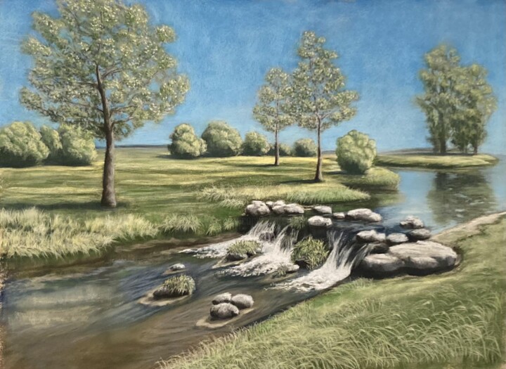 Dessin intitulée "Spring in the parc…" par Ekaterina Kaneva, Œuvre d'art originale, Pastel