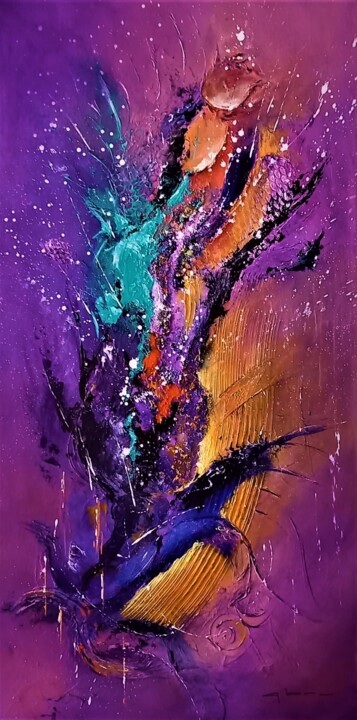 Drawing titled "PANTOMIME" by Patrice Bru, Original Artwork, Acrylic Mounted on Wood Stretcher frame