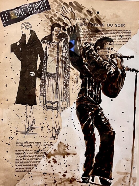 Vaslav de Folleterre au bal Blomet Tekening, 16,5x19,7 in