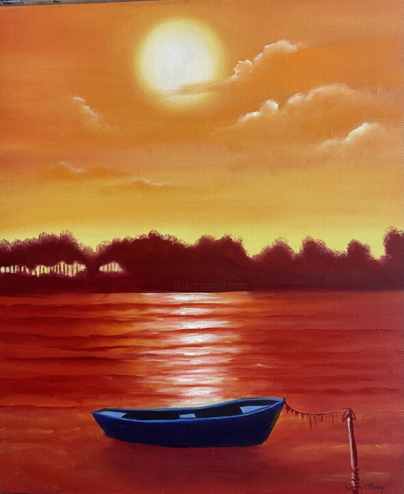 Painting titled "Hossegor le lac " by Sylvainollivier, Original Artwork, Oil