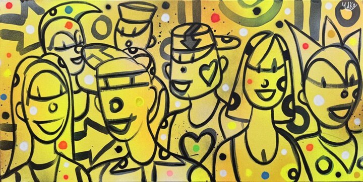Painting titled "YELLOW BAND" by Yako, Original Artwork, Acrylic
