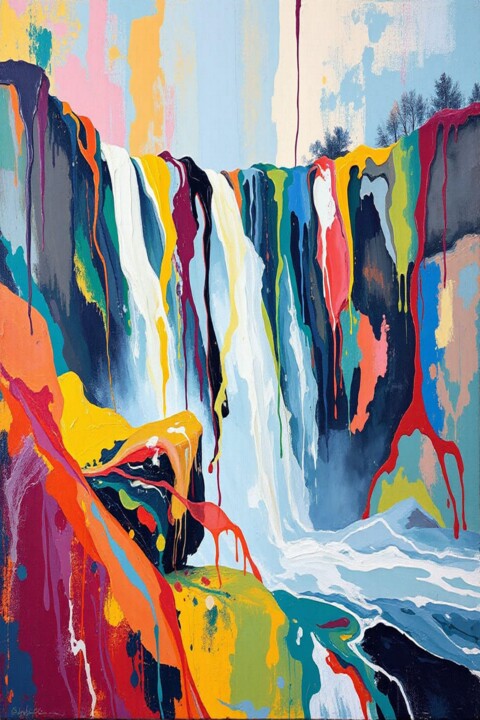 Dibujo titulada "Wodospad 1" por Jani, Obra de arte original