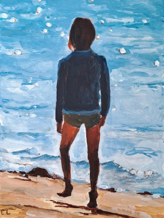 Painting titled "Je marche 2" by Carole Leprince, Original Artwork, Acrylic