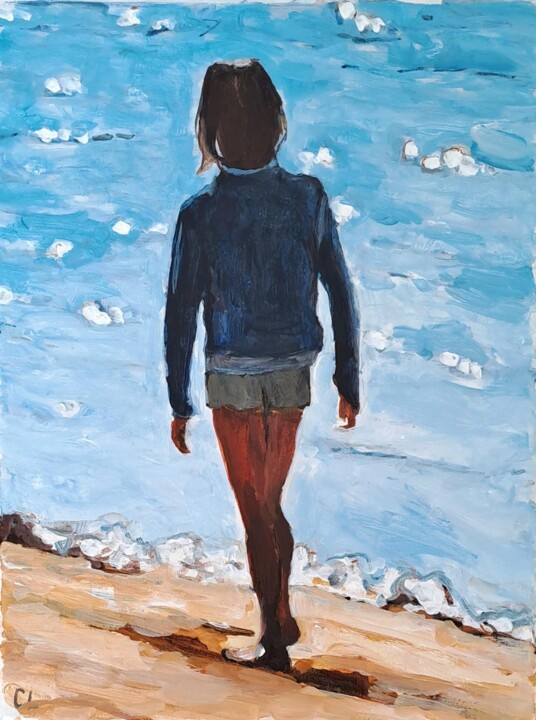 Painting titled "Je marche 4" by Carole Leprince, Original Artwork, Acrylic