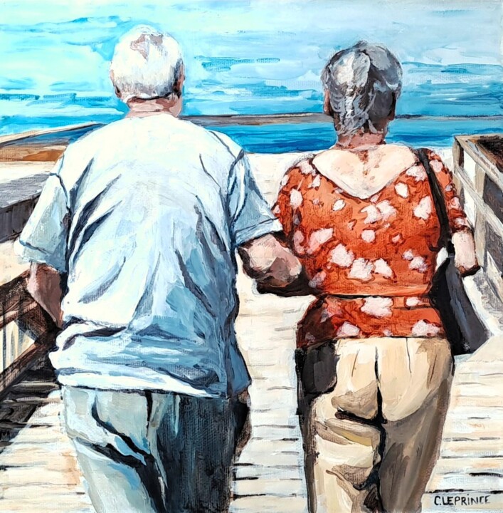 Painting titled "Sunday" by Carole Leprince, Original Artwork, Acrylic