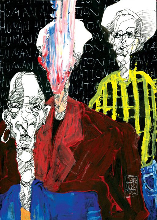 Dessin intitulée ""EL GENIO DE LA MUL…" par Vicente Occhionero, Œuvre d'art originale, Encre