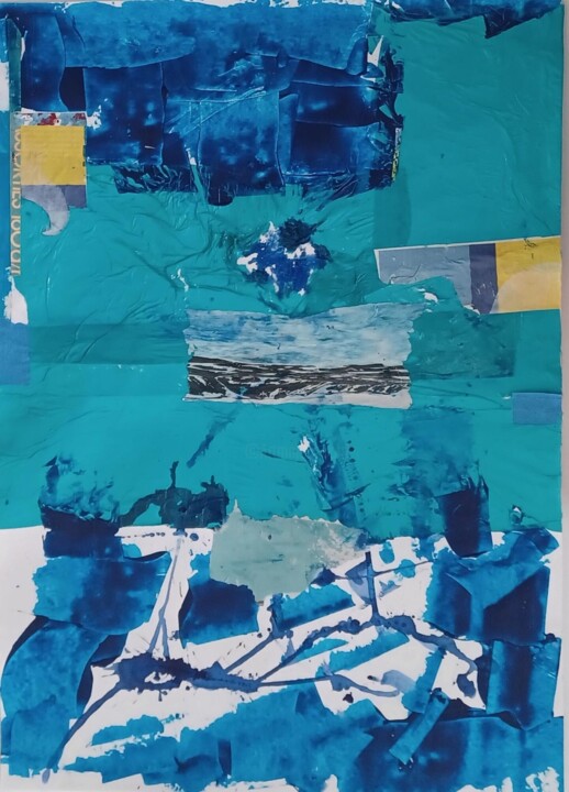Painting titled "Fenêtre sur Grèce" by Serge Maronese, Original Artwork, Acrylic
